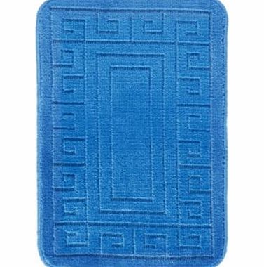 Unbranded Greek Key Bath Mat Set - Blue