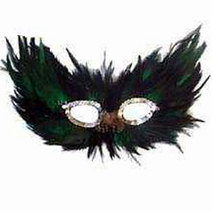 Unbranded GREEN/BLACK FEATHER MASK