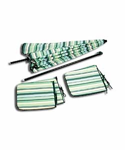 Green Stripe Parasol and Cushions Set
