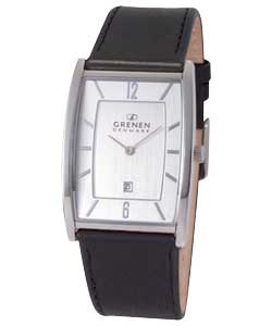 Unbranded Grenen Gents Rectangle Black Leather Strap Watch