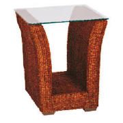 Unbranded Guyana light rattan Side table with Glass top