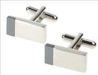 Unbranded Haematite Offset Rectangle Cab Cufflinks by