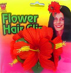 Hair Clip - Red Tropical Flower