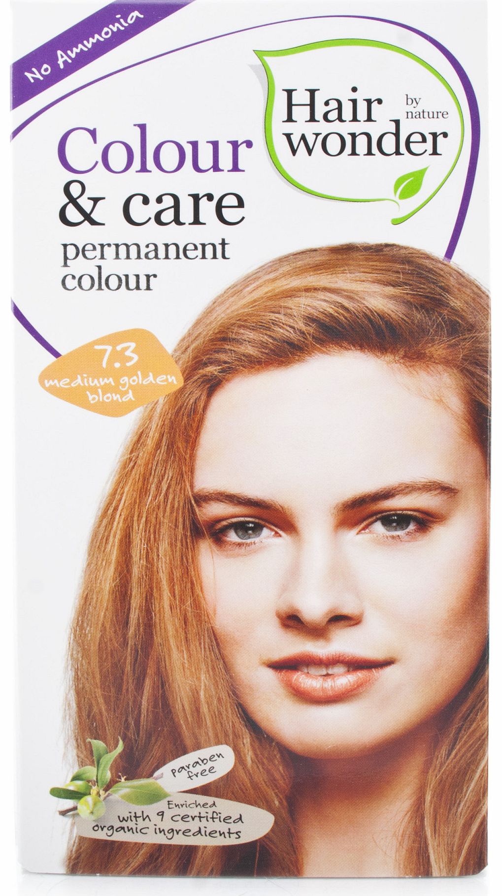 Hair Wonder Colour and Care Medium Golden Blond 7.3 provides better grey coverage and colour stays longer (for at least 6-8 weeks). The cream formulation makes application easy and also leaves fewer residues on the scalp. This ammonia free, permanent