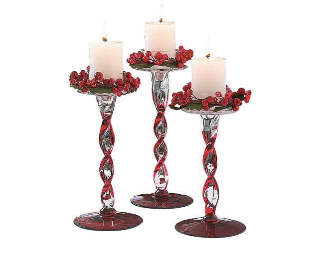 Unbranded Half-Price Offer Holly/Berry Candlestick Set (3)