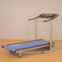 • Telescopic folding system for storage and has integral wheels to help move the treadmill
