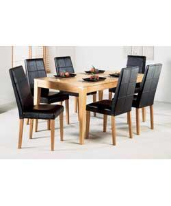 Hampton Oak Effect Table and 4 Leather Chairs