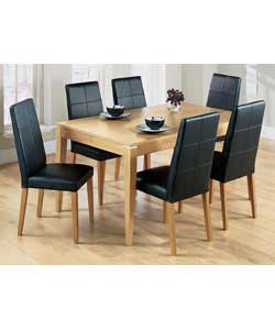 Hampton Table and 6 Jessica Black Leather Chairs