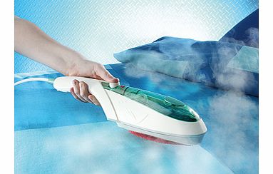 This hand-held steam brush removes wrinkles from clothes on the hanger. You can even iron duvet covers and sheets directly on the bed! The hot steam also cleans and disinfects fabrics, eliminates odours and saves the time and expense of regular dry