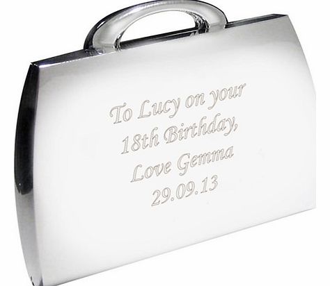 Handbag Compact Mirror This modern silver finish compact makes the perfect personalised gift for any occasion such as an 18th Birthday! Item takes  5 working days   to make, before it can be sent out for delivery . The compact can be engraved on the 