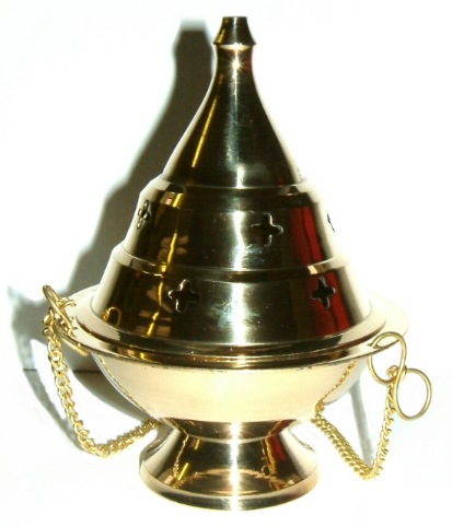 Hanging brass incense holder