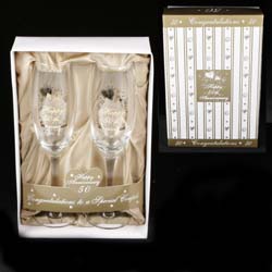 This pair of Happy 50th Anniversary Glasses make a great gift for a very special couple celebrating