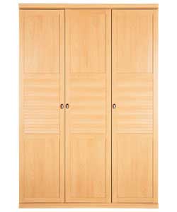 Size (H)197.4, (W)135, (D)51.8cm.Beech finish with silver finish metal handles.1 Hanging rail and 6 