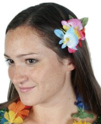 Hawaiian Hair Clip Orchid Jasmine Rainbow