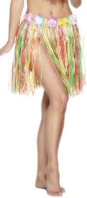 Hawaiian Hula Skirt Multi-Coloured 46cm/18in