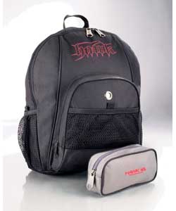 Hawk Spike Backpack with Pencil Case - Black and Charcoal