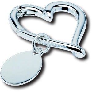 Heart shape key ring with tab for engraving a special message