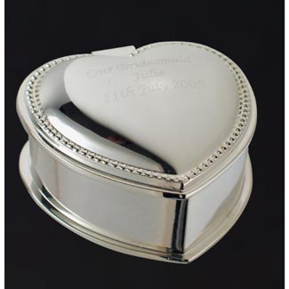 A lovely silver trinket box which can be engraved with any message up to 50 characters. Ideal