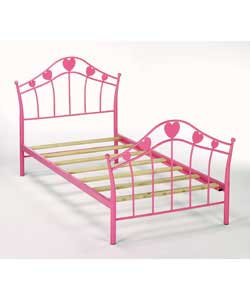 Hearts Single Pink Bedstead - Frame Only
