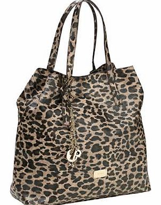 Fashionable animal print shoulder bag with metal pendant detail, magnetic fastening and a lining with various inner pockets. Heine Bag Features: Synthetic Magnetic fastener Size approx. 34 x 36 x 12 cm (13 x 14 x 5 ins)