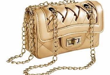 Metallic , faux leather shoulder bag with a chain strap, twist lock fastening and various internal pockets. Heine Bag Features: Chain strap 100% Synthetic Size approx. 13 x 18 x 7 cm (5 x 7 x 3 ins)