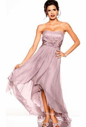 Youre all set to be the belle of the ball in our fabulous evening dress. With beautiful flower and pleat detail to the bodice and a pretty chiffon skirt design, its a luxe party wardrobe piece. With satin lining and a concealed back zip fastening. He