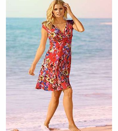 Stay stylish this season in our bright, floral print jersey dress. With twist detail under the bust, v-neckline and keyhole opening on the back. This style is all set to become a summer favourite. Heine Dress Features: Washable 90% Viscose, 10% Elast