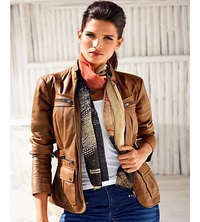 Beautifully designed and luxurious, this jacket is made from soft, sumptuous leather. A contemporary distressed look which is ideal for everyday chic. The jacket features 2 patch pockets, decorative zips and a metal buckle on the back.Heine Jacket Fe