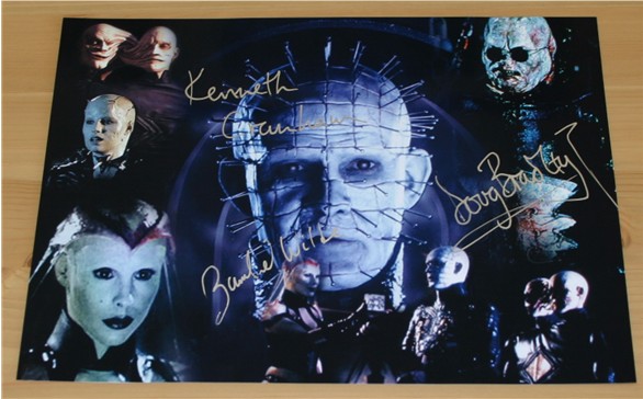 Signed by Doug Bradley  Kenneth Cranham and Barbie Wilde - all signatures in silver pen. COA -