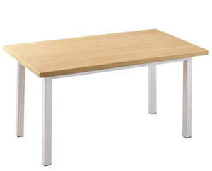 Occasional reception table. Easy clean beech effect 25(mm) MDF tabletop with profiled edge. Silver