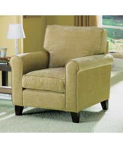 Classic arm design, upholstered in a gorgeous Italian chenille, with reversible fibre-filled back an