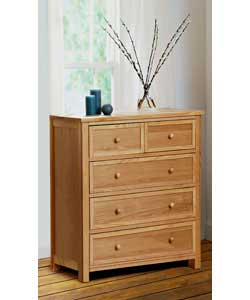 Size (H)96.5, (W)95, (D)40cm.Solid Oak and oak veneer.Drawers have smooth glide metal runners and wo