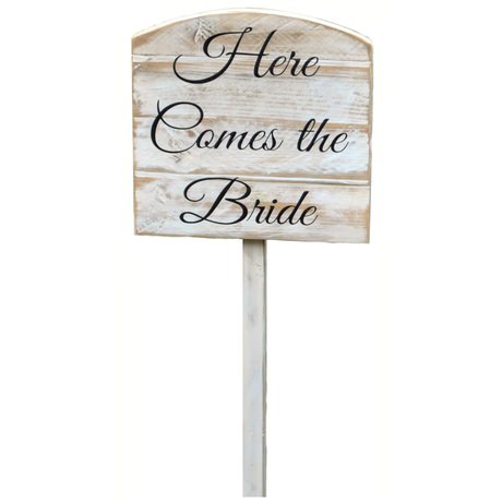 Here Comes the Bride Wooden Holding Sign