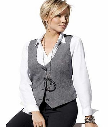 Great waistcoat in a herringbone design with a plain insert in the back. Featuring a v-neckline, 2 front pockets and back vent. With tab with 2 buttons on the back for individual width adjustment, and Viennese seams for a perfect fit. Waistcoat Featu