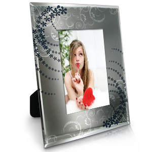 Unbranded Hestia Blue Swirl Glass Mirror 4 x 6 Photo Frame