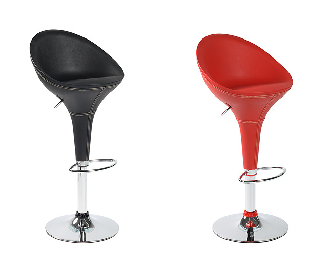 Unbranded High Back Leather Bar Stool x 2 - Black and Red Save andpound;10