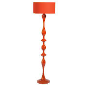 This high gloss spindle floor lamp is made from polyresin and comes in red with a contemporary desig