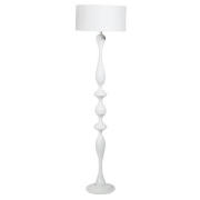 This high gloss spindle floor lamp is made from polyresin and comes in a white contemporary design. 
