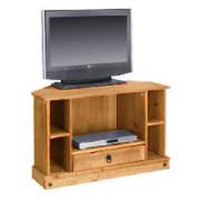 This corner TV unit from the Honduras range will add a rustic feel to your room.  This solid TV unit
