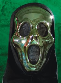 Unbranded Horror Mask - Metallic Gold Ghoul Mask with Hood