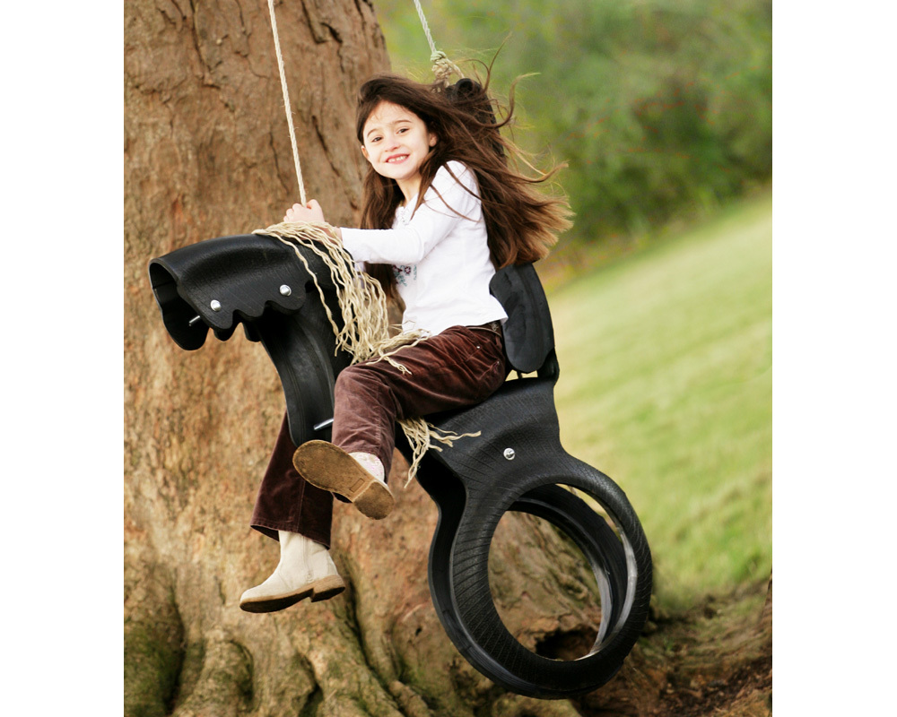 Be first past the finish post on our fantastic horsy swing. Made in the UK from recycled aviation ty
