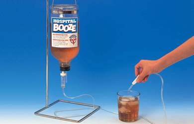 It is - expressed simply - a drinks dispenser in the style of one of those plastic hospital bags one