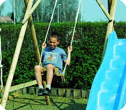 Swing frame in roundwood to add to Houtland Playtower, Multitower, Ladder & Slide, Climbing Wall