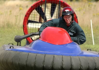 Driving a hovercraft is like driving a car with four flat tyres on ice! After a safety briefing to f