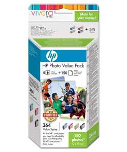 Unbranded HP 364 Multi Pack Ink Cartridges plus 150 Sheets 10x15 Paper