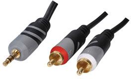 Unbranded HQ - 3.5mm Jack Stereo Plug to 2x Phono (RCA) Conversion Cable - 1.5 Meter - Ref. HQCA-A013/1.5