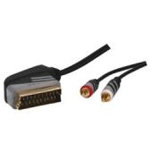 Unbranded HQ 2.5m Scart to Twin RCA Cable Gold Plated