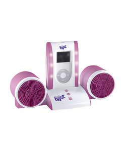 Removeable iPod nano case lights up to the beat of your music. Built in stereo speakers. Carry case 