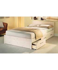 Whitewash pine double storage bed. 6 storage drawe