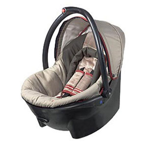 A rear facing group 0+ car seat which attaches to
